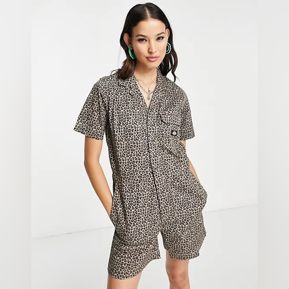 Animal Print Dickies Romper